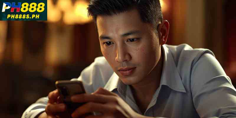 Filipino player enjoying live baccarat on mobile phone