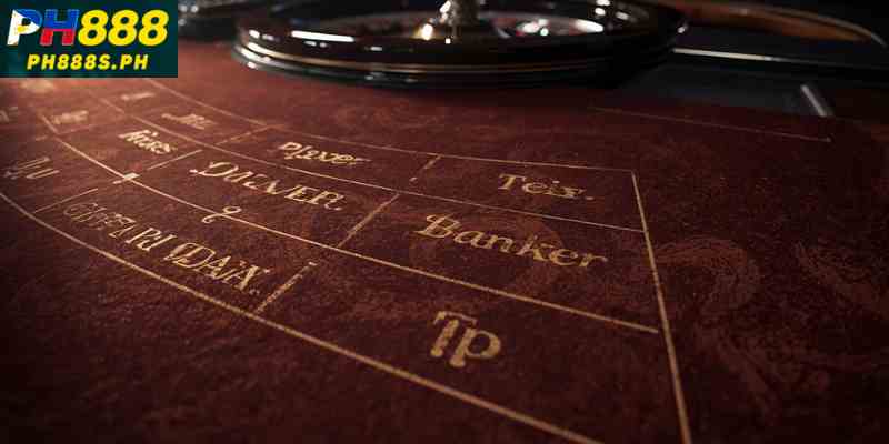live baccarat table layout showing Player Banker and Tie bets